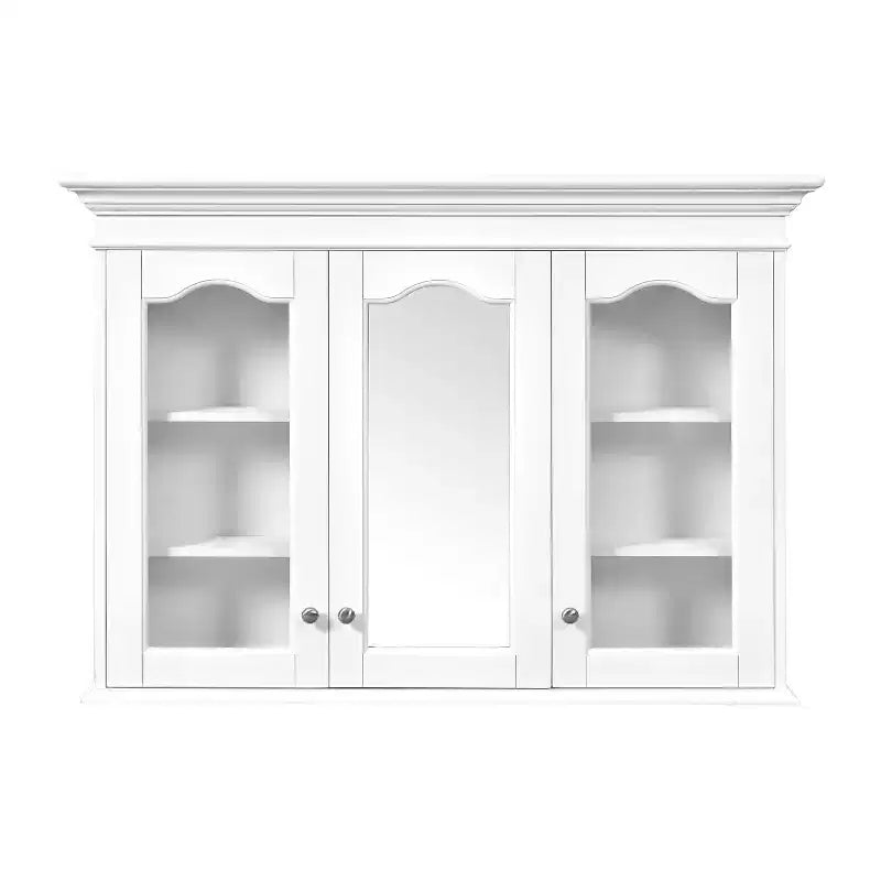 Armoire à pharmacie 40W avec miroir, meuble de rangement de salle de bain avec étagères réglables et portes vitrées, armoire miroir murale, blanc - ModernLuxe