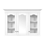 Armoire à pharmacie 40W avec miroir, meuble de rangement de salle de bain avec étagères réglables et portes vitrées, armoire miroir murale, blanc - ModernLuxe