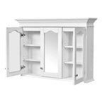 Armoire à pharmacie 40W avec miroir, meuble de rangement de salle de bain avec étagères réglables et portes vitrées, armoire miroir murale, blanc - ModernLuxe