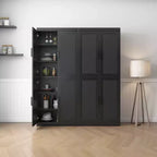 Bahut en grain de bois noir 72x62x16, organisateur de rangement avec étagères réglables et portes en rotin pour cuisine, chambre, entrée, salon