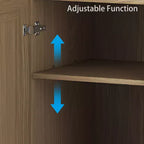 Buffet de 36x31x16 en grain de bois, organisateur de rangement avec étagères réglables et portes en rotin pour cuisine, chambre, salon/salle à manger
