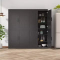 62x62x16 Wood Accent Cabinet in Black, Storage Organizer with Adjustable Shelves for Kitchen Bedroom Entryway Living Room Dinning Room