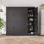 62x62x16 Wood Accent Cabinet in Black, Storage Organizer with Adjustable Shelves for Kitchen Bedroom Entryway Living Room Dinning Room