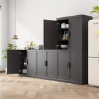 Meuble d'appoint en bois noir 62x62x16, organisateur de rangement avec étagères réglables pour cuisine, chambre, entrée, salon, salle à manger