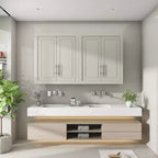 Bathroom Kitchen Wall Cabinet, Medicine Cabinet Over The Toilet, Laundry Room Cabinet with Doors and Storage Shelves, Gray