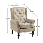 Fauteuil d'appoint rembourré moderne Okak avec pieds en bois robustes, chaise longue confortable pour salon, chambre à coucher