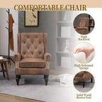 Fauteuil d'appoint rembourré moderne Okak avec pieds en bois robustes, chaise longue confortable pour salon, chambre à coucher