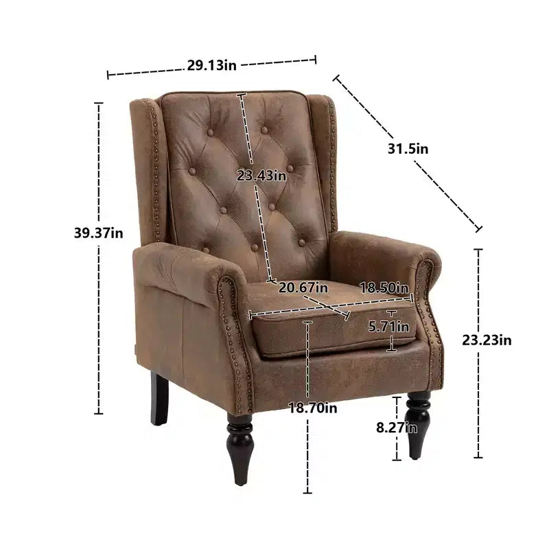 Fauteuil d'appoint rembourré moderne Okak avec pieds en bois robustes, chaise longue confortable pour salon, chambre à coucher