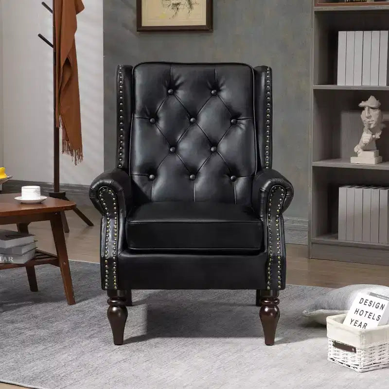 Fauteuil d'appoint rembourré moderne Okak avec pieds en bois robustes, chaise longue confortable pour salon, chambre à coucher