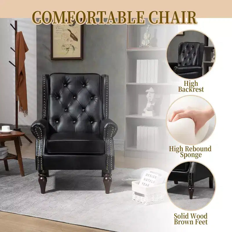 Fauteuil d'appoint rembourré moderne Okak avec pieds en bois robustes, chaise longue confortable pour salon, chambre à coucher