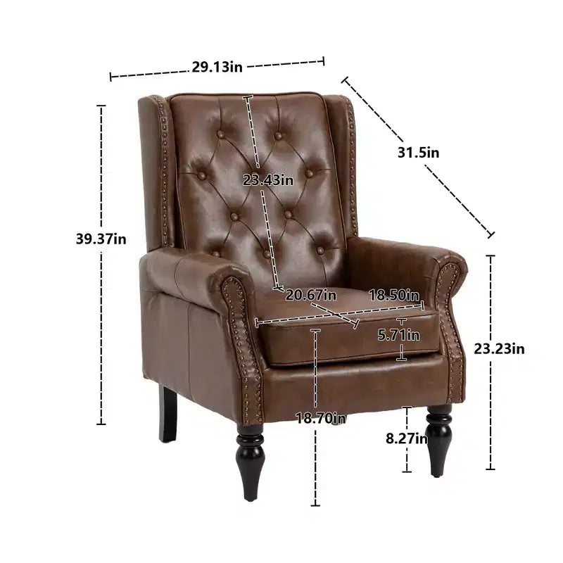 Fauteuil d'appoint rembourré moderne Okak avec pieds en bois robustes, chaise longue confortable pour salon, chambre à coucher