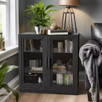 [78,7 cm | Design transparent] Vitrine noire en verre et bois (idéale pour la chambre/le salon)