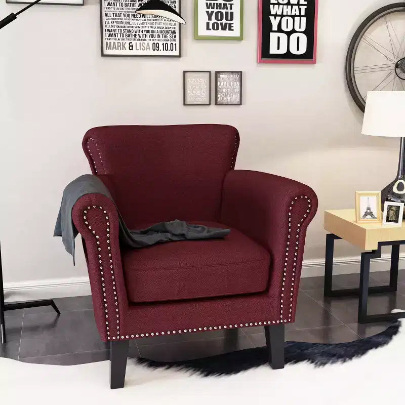 Fauteuil club contemporain en tissu Brice Christopher Knight Home avec clous décoratifs