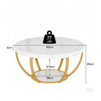 MAYEERTY Table Basse Ronde à 2 Niveaux, Bois Manufacturé Épaissi, Base Métallique Robuste