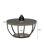 MAYEERTY Table Basse Ronde à 2 Niveaux, Bois Manufacturé Épaissi, Base Métallique Robuste