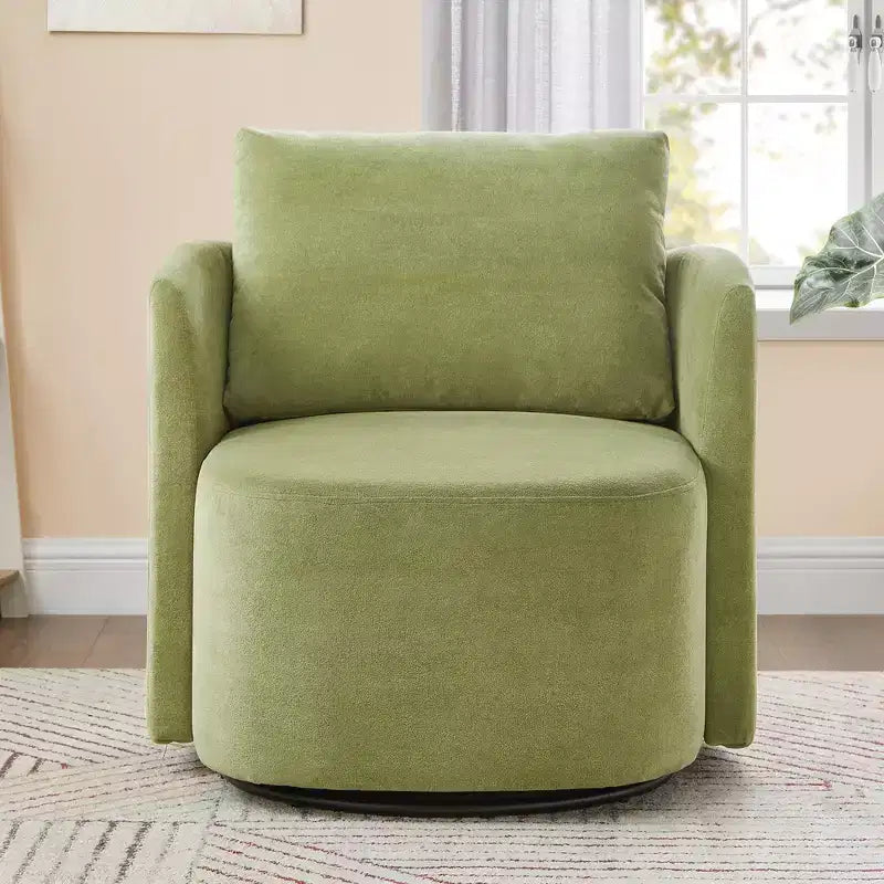 Fauteuil pivotant moderne Okak 360°, fauteuil baquet pivotant de 76 cm, fauteuil canapé rembourré avec design incurvé pour salon, chambre à coucher