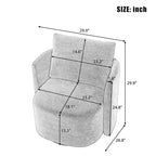 Fauteuil pivotant moderne Okak 360°, fauteuil baquet pivotant de 76 cm, fauteuil canapé rembourré avec design incurvé pour salon, chambre à coucher