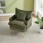 Fauteuil d'appoint moderne Okak, fauteuil individuel de 77 cm, tissu velours côtelé épais, convient pour appartement, bureau, salon