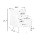 Fauteuil d'appoint moderne Okak, fauteuil individuel de 77 cm, tissu velours côtelé épais, convient pour appartement, bureau, salon