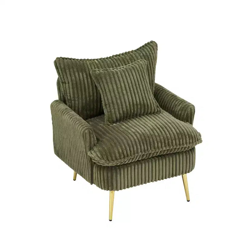 Fauteuil d'appoint moderne Okak, fauteuil individuel de 77 cm, tissu velours côtelé épais, convient pour appartement, bureau, salon
