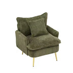 Fauteuil d'appoint moderne Okak, fauteuil individuel de 77 cm, tissu velours côtelé épais, convient pour appartement, bureau, salon