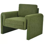 Fauteuil d'appoint Okak pour chambre, fauteuil moderne en tissu bouclette, support robuste et confort luxueux, vert