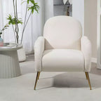 Fauteuils d'appoint modernes Okak pour chambre, fauteuil avec pieds en métal doré, fauteuil en tissu flocon de neige, canapé simple pour salon