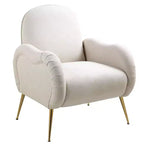 Fauteuils d'appoint modernes Okak pour chambre, fauteuil avec pieds en métal doré, fauteuil en tissu flocon de neige, canapé simple pour salon