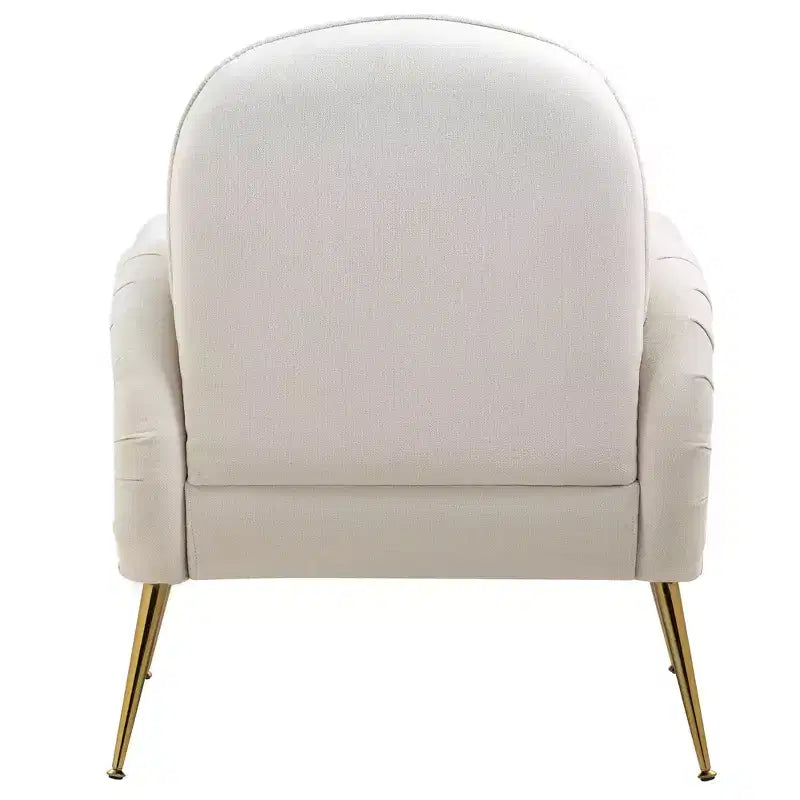Fauteuils d'appoint modernes Okak pour chambre, fauteuil avec pieds en métal doré, fauteuil en tissu flocon de neige, canapé simple pour salon