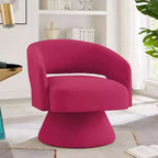 Okak Modern Swivel Accent Chairs for Bedroom, Upholstered Velvet Round Accent Chairs, 360 Degree Comfy Swivel Chair with Open Backrest