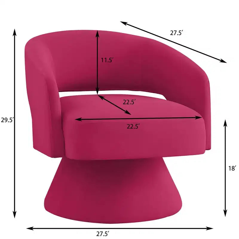 Fauteuils d'appoint pivotants modernes Okak pour chambre à coucher, fauteuils d'appoint ronds en velours rembourré, fauteuil pivotant confortable à 360 degrés avec dossier ouvert