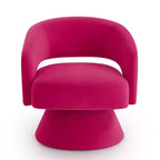 Fauteuils d'appoint pivotants modernes Okak pour chambre à coucher, fauteuils d'appoint ronds en velours rembourré, fauteuil pivotant confortable à 360 degrés avec dossier ouvert