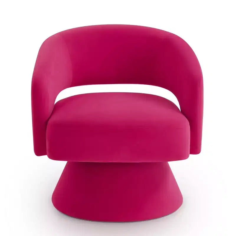 Fauteuils d'appoint pivotants modernes Okak pour chambre à coucher, fauteuils d'appoint ronds en velours rembourré, fauteuil pivotant confortable à 360 degrés avec dossier ouvert