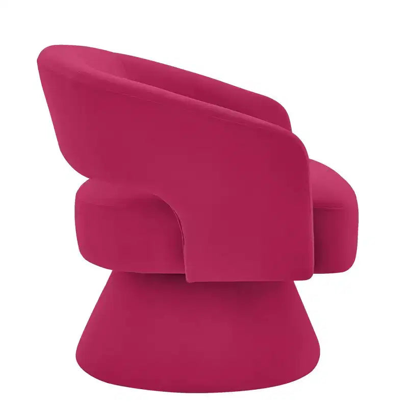 Fauteuils d'appoint pivotants modernes Okak pour chambre à coucher, fauteuils d'appoint ronds en velours rembourré, fauteuil pivotant confortable à 360 degrés avec dossier ouvert