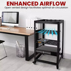 Pyle Armoire réseau ouverte 20U - Rack en acier robuste pour serveurs et équipement audiovisuel (PLRS20UW) - Noir