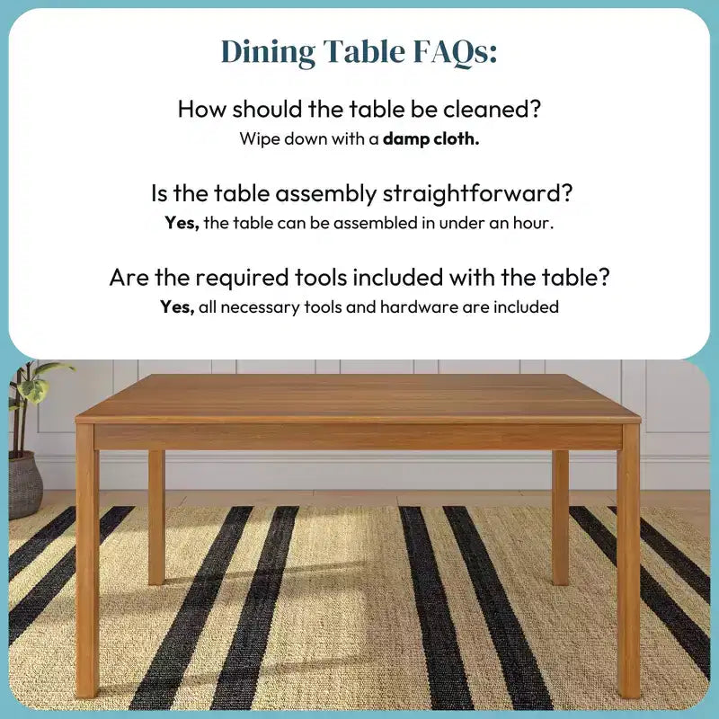 Now Furniture Table à manger en bois 60 pour 4, Table de cuisine rectangulaire