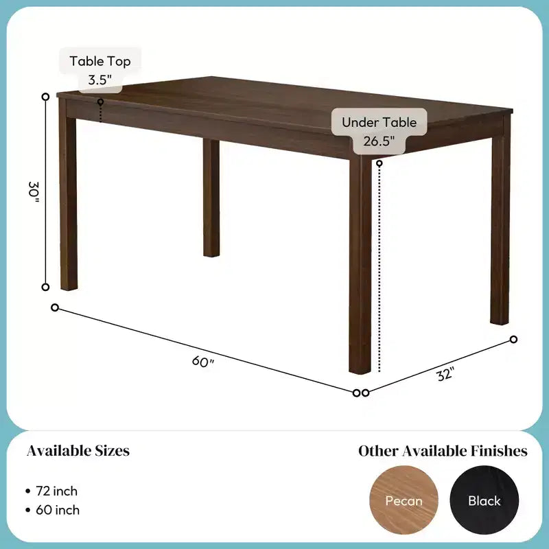 Now Furniture Table à manger en bois 60 pour 4, Table de cuisine rectangulaire
