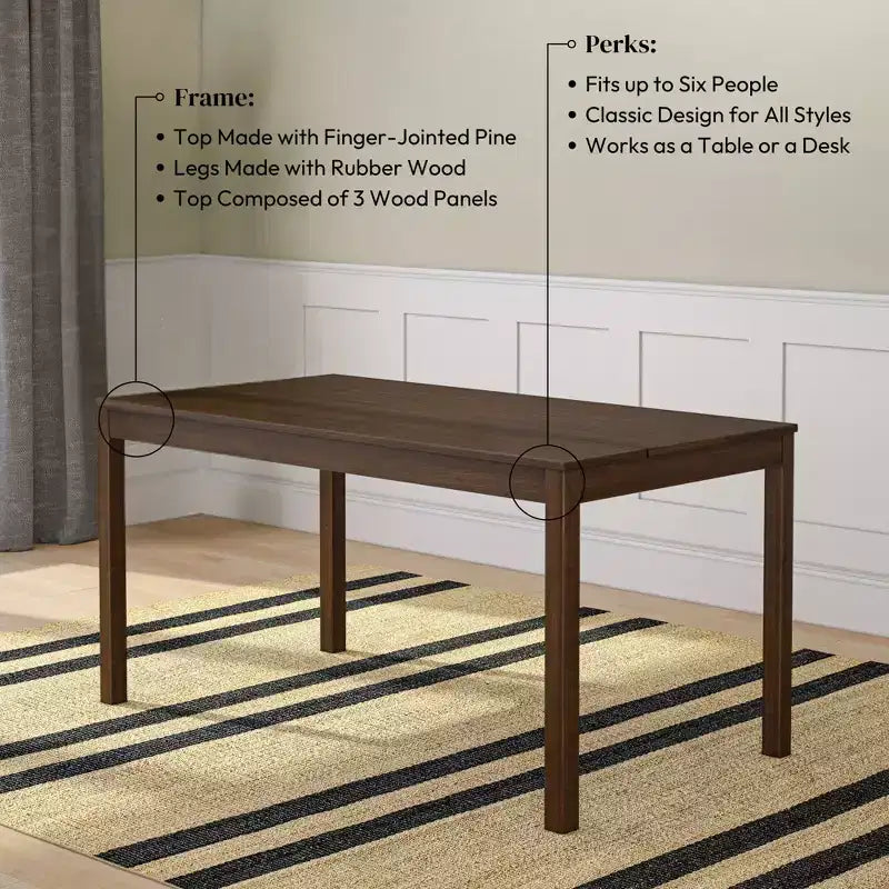 Now Furniture Table à manger en bois 60 pour 4, Table de cuisine rectangulaire