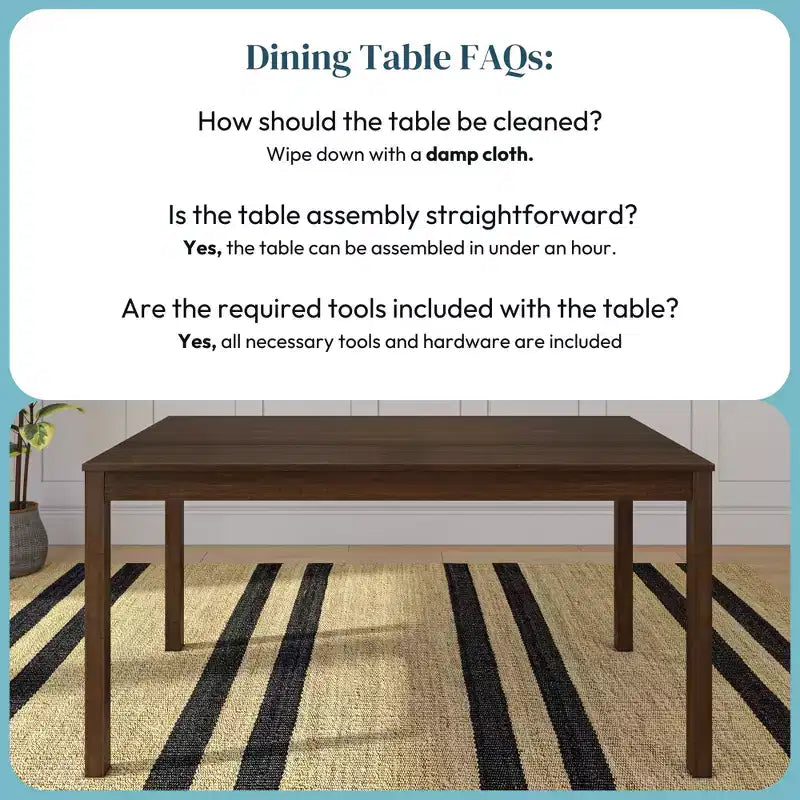Now Furniture Table à manger en bois 60 pour 4, Table de cuisine rectangulaire