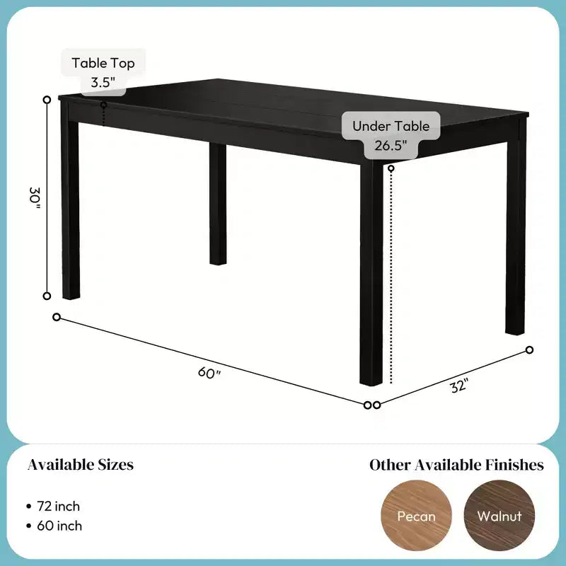 Now Furniture Table à manger en bois 60 pour 4, Table de cuisine rectangulaire