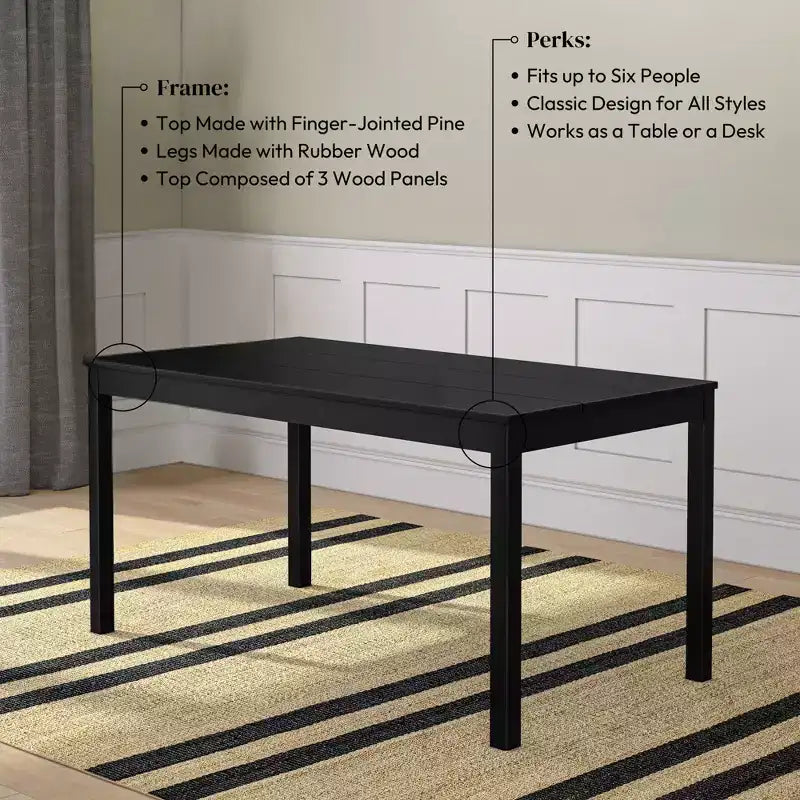 Now Furniture Table à manger en bois 60 pour 4, Table de cuisine rectangulaire