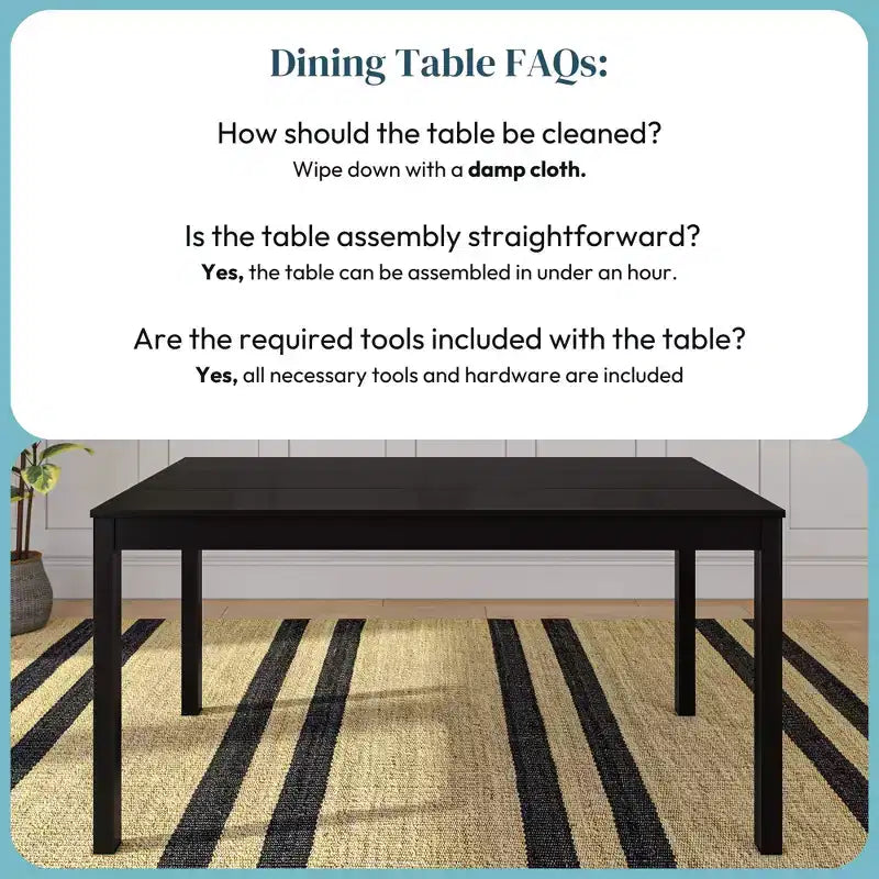 Now Furniture Table à manger en bois 60 pour 4, Table de cuisine rectangulaire
