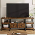 Modern-Industrial TV Stand with Metal Frame & 2 Fabric Drawers