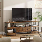 Meuble TV moderne-industriel avec cadre en métal et 2 tiroirs en tissu