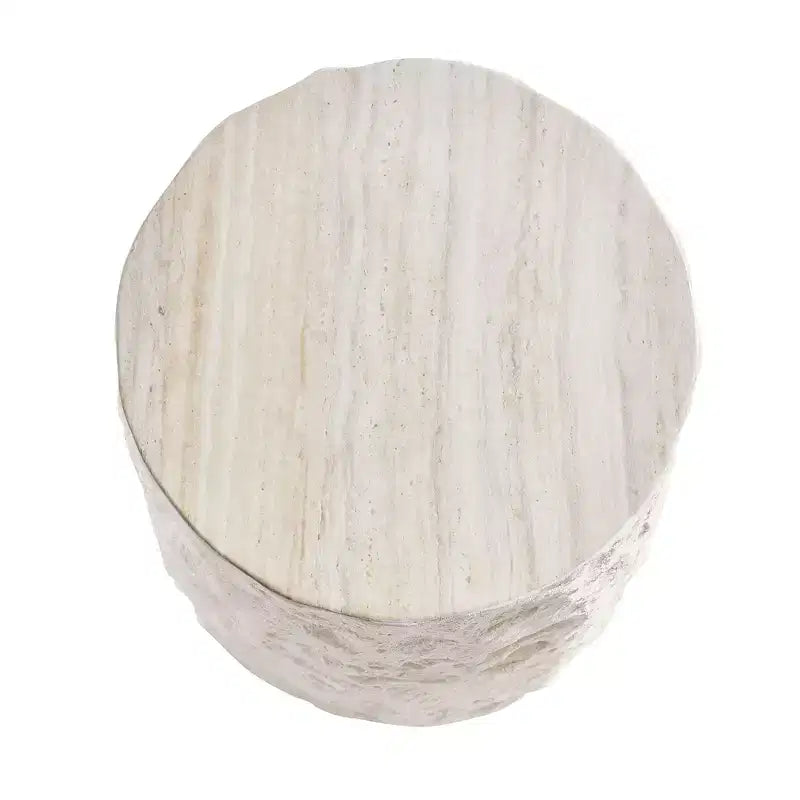 Table Basse Ronde/Carrée en Fibre de Verre Table d'Appoint Table de Cocktail Table Centrale Table d'Extrémité Table d'Appoint de Canapé, Aucun Assemblage Requis, Beige-ModernLuxe