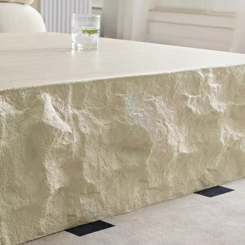 Table Basse Ronde/Carrée en Fibre de Verre Table d'Appoint Table de Cocktail Table Centrale Table d'Extrémité Table d'Appoint de Canapé, Aucun Assemblage Requis, Beige-ModernLuxe