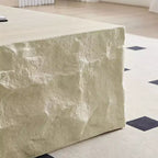 Table Basse Ronde/Carrée en Fibre de Verre Table d'Appoint Table de Cocktail Table Centrale Table d'Extrémité Table d'Appoint de Canapé, Aucun Assemblage Requis, Beige-ModernLuxe