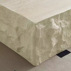 Table Basse Ronde/Carrée en Fibre de Verre Table d'Appoint Table de Cocktail Table Centrale Table d'Extrémité Table d'Appoint de Canapé, Aucun Assemblage Requis, Beige-ModernLuxe