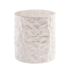 Table Basse Ronde/Carrée en Fibre de Verre Table d'Appoint Table de Cocktail Table Centrale Table d'Extrémité Table d'Appoint de Canapé, Aucun Assemblage Requis, Beige-ModernLuxe