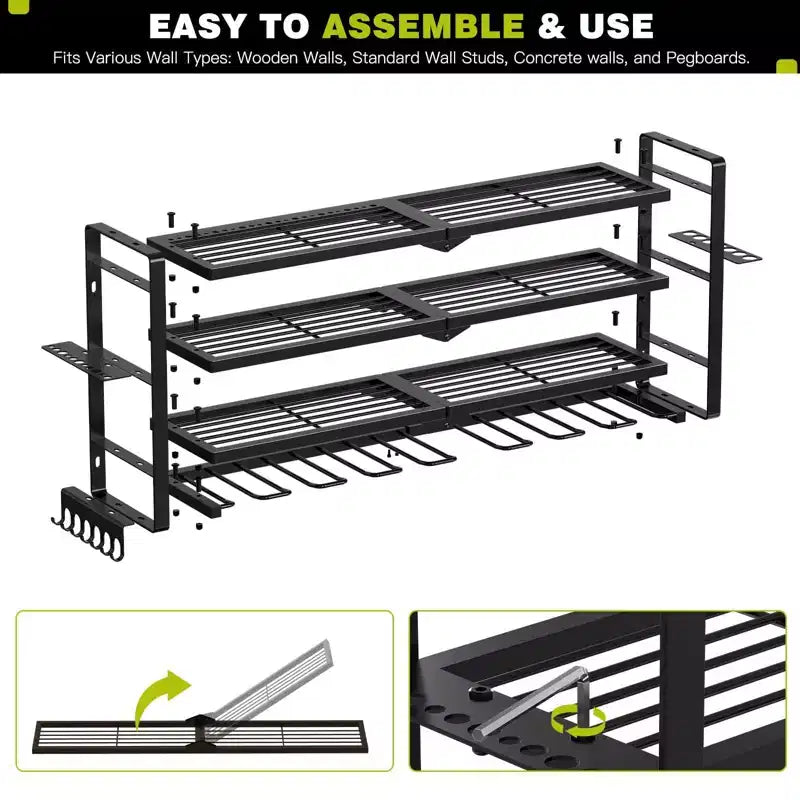 Organisateur d'outils électriques à 4 niveaux Hausource avec 8 supports de perceuse, étagère de rangement pour outils, cadeau pour hommes